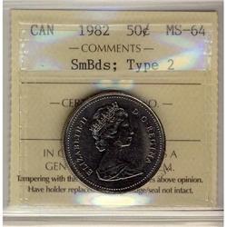 1982 50¢ SmBds; Type 2 ICCS MS64