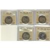 Image 1 : Lot of 5 50¢ coins all ICCS VF20.  Includes 1914,
