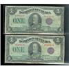 Image 1 : Lot of two notes.  1923  $1  Purple seal  McCavou