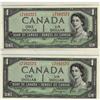 Image 1 : BC-29b 1954 $1 DF #LA7162572, #LA7162573. Lot of