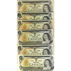 Lot of 6 different "REPLACEMENT" 1973 $1 notes, *