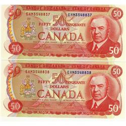 BC-51b 1975 $50. Lot of two consecutive notes.