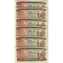 Lot of 6 consecutive numbered notes, BC-52a 1975