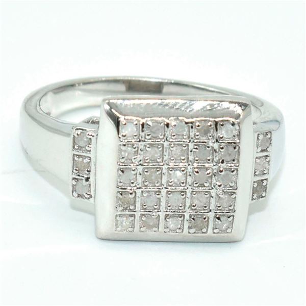Silver Diamond(0.4ct) Rhodium Plated Ring (~weight 3.65g) (Estimated Selling Price from $66 to $132)