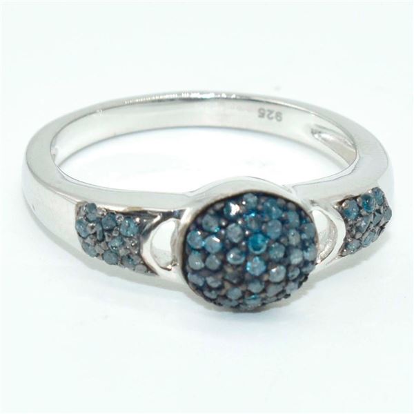 Silver Blue Diamond(0.3ct) Rhodium Plated Ring (~weight 3.05g) (Estimated Selling Price from $57 to 