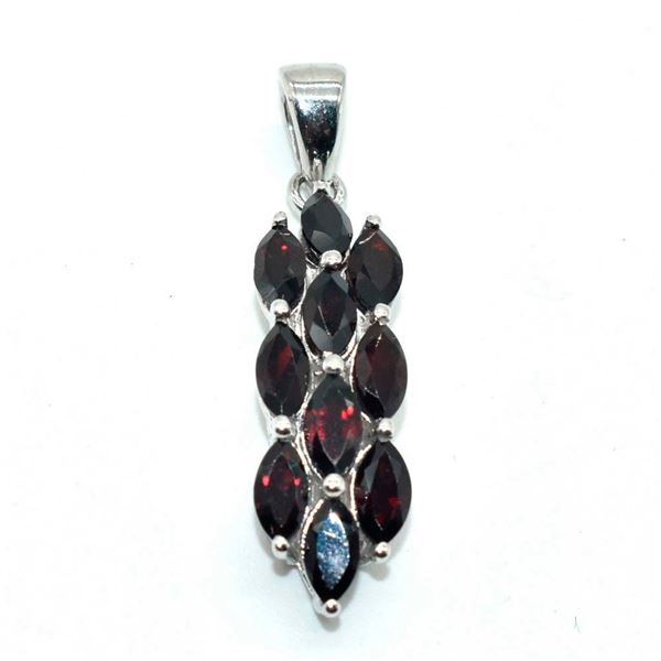 Silver Garnet(3.3ct) Rhodium Plated Pendant (~weight 2.9g)