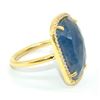 Image 2 : Gold plated Silver Blue Sapphire Cz(8.1ct) Gold Rhodium Plated Ring (~weight 5.65g) (Estimated Selli