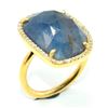 Image 3 : Gold plated Silver Blue Sapphire Cz(8.1ct) Gold Rhodium Plated Ring (~weight 5.65g) (Estimated Selli
