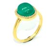 Image 3 : Gold plated Silver Green Onyx Cz(4.5ct) Gold Rhodium Plated Ring (~weight 3.85g) (Estimated Selling 