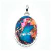 Image 1 : Silver Pink Spiny Oyster Turquoise(13.5ct) Rhodium Plated Pendant (~weight 7.35g) (Estimated Selling