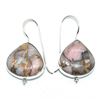 Image 1 : Silver Pink Muhave Turquoise(15.35ct) Rhodium Plated Earrings (~weight 8.3g) (Estimated Selling Pric