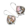 Image 2 : Silver Pink Muhave Turquoise(15.35ct) Rhodium Plated Earrings (~weight 8.3g) (Estimated Selling Pric