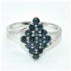 Image 1 : Silver Blue Sapphire(1.8ct) Rhodium Plated Ring (~weight 3.15g)