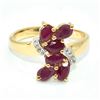 Image 1 : Gold plated Silver Ruby White Topaz(2.25ct) Gold Rhodium Plated Ring (~weight 3.35g)