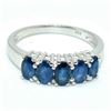Image 1 : Silver Blue Sapphire(1.85ct) Rhodium Plated Ring (~weight 2.2g)