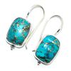 Image 3 : Silver Blue Copper Turquoise(12.65ct) Hand Made Earrings (~weight 5.3g)
