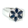 Image 1 : Silver Blue Sapphire White Topaz(1.45ct) Rhodium Plated Ring (~weight 2.75g)