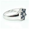 Image 2 : Silver Blue Sapphire White Topaz(1.45ct) Rhodium Plated Ring (~weight 2.75g)