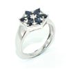 Image 3 : Silver Blue Sapphire White Topaz(1.45ct) Rhodium Plated Ring (~weight 2.75g)