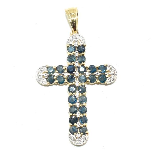 Silver Blue Sapphire White Topaz(3.3ct) Rhodium Plated Pendant (~weight 5.25g) (Estimated Selling Pr