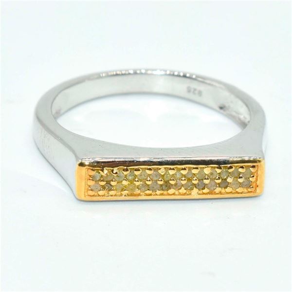 2-toned Silver Diamond(0.15ct) Gold Rhodium Plated Ring (~weight 2.65g) (Estimated Selling Price fro