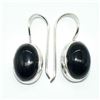 Image 1 : Silver Black Onyx(15.3ct) Hand Made Earrings (~weight 6.15g)
