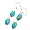 Image 3 : Silver Blue Copper Turquoise(18.95ct) Hand Made Earrings (~weight 5.4g)