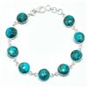 Image 1 : Silver Blue Copper Turquoise(24.35ct) Hand Made Bracelet (~weight 10.7g) (Estimated Selling Price fr