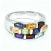 Image 1 : Silver Multi Colour Gem Stone(3.15ct) Rhodium Plated Ring (~weight 6.15g) (Estimated Selling Price f