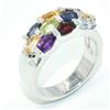 Image 3 : Silver Multi Colour Gem Stone(3.15ct) Rhodium Plated Ring (~weight 6.15g) (Estimated Selling Price f
