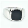 Image 1 : Silver Black Onyx(3.5ct) Rhodium Plated Mens Ring Ring (~weight 7.25g) (Estimated Selling Price from