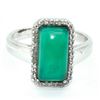 Image 1 : Silver Green Onyx Cz(3.6ct) Rhodium Plated Ring (~weight 3.9g) (Estimated Selling Price from $30 to 