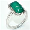 Image 3 : Silver Green Onyx Cz(3.6ct) Rhodium Plated Ring (~weight 3.9g) (Estimated Selling Price from $30 to 