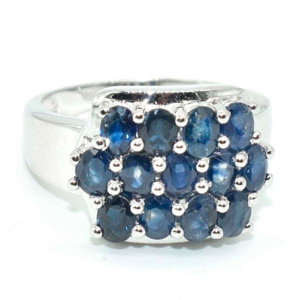 Silver Blue Sapphire(2.7ct) Rhodium Plated Ring (~weight 5.4g) (Estimated Selling Price from $42 to 