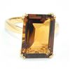 Image 1 : Gold plated Silver Beer Quartz(15.5ct) Gold Rhodium Plated Ring (~weight 6.65g) (Estimated Selling P