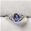 Image 1 : 10K White Gold Tanzanite(0.5ct) Diamond(0.03ct) Ring (~Size 6.5)(Ring is resizable for $40) (~length