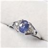Image 3 : 10K White Gold Tanzanite(0.5ct) Diamond(0.03ct) Ring (~Size 6.5)(Ring is resizable for $40) (~length