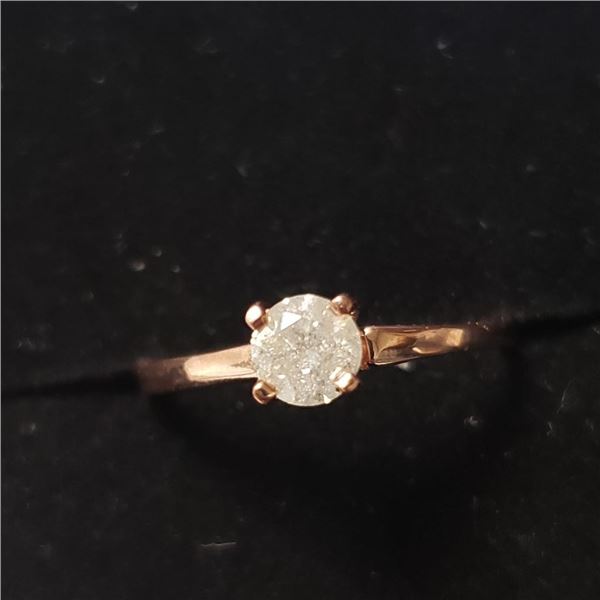 10K Rose Gold Diamond (0.42Ct,I2,G) Ring (~Size 6)(Ring is resizable for $40) (~length inches) (~wei