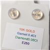 Image 4 : 10K Yellow Gold Garnet(0.4ct) Diamond(0.06ct) Earrings (~Size )(Ring is resizable for $40) (~length 