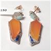 Image 1 : Silver Carnelian And White Topaz(18.5ct) Earrings (~Size )(Ring is resizable for $40) (~length inche
