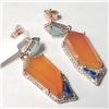 Image 2 : Silver Carnelian And White Topaz(18.5ct) Earrings (~Size )(Ring is resizable for $40) (~length inche