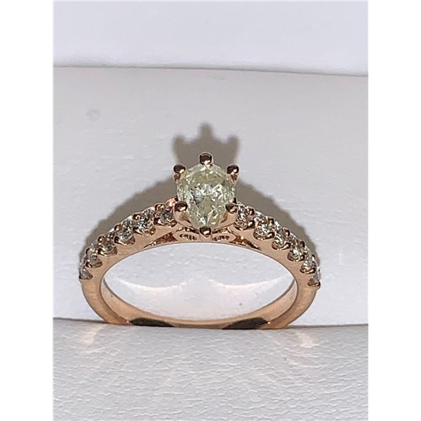 Ladies 14K Rose Gold Pear cut Solitiaire Si-i grade 1.16 carat Engagement ring with APPRAISAL CERTIF