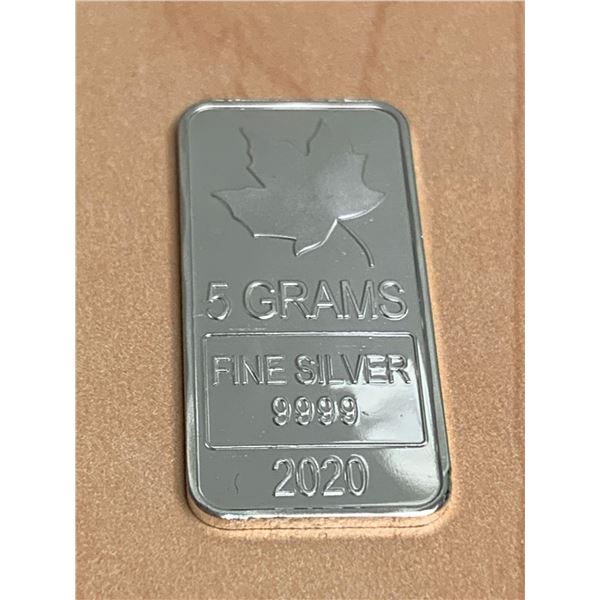 2020 Canada 5 gram .9999 Fine Silver Wafer Bar