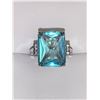 Image 2 : Ladies Aquamarine emerald cut solitaire 3.4 carats silver ring size 7
