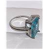 Image 3 : Ladies Aquamarine emerald cut solitaire 3.4 carats silver ring size 7