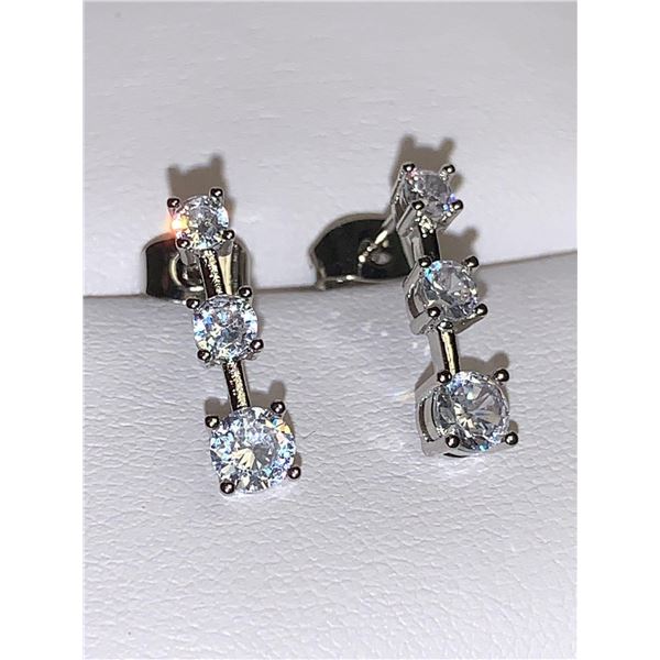 Ladies Dangle Solitaire waterfall earring set
