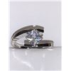 Image 2 : Ladies Princess Cut .85 carat Solitaire Bezel Set 14K GP engagement ring size 7