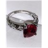 Image 4 : Ladies Silver .925 Ruby Style 1.0 Carat Princess Cut Solitaire Ring