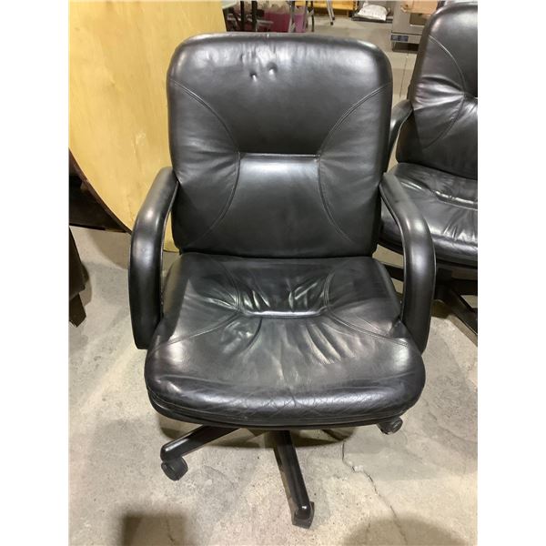 Black Leather Office Chair on Wheels