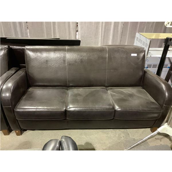 Brown Leather 3 Seat Sofa